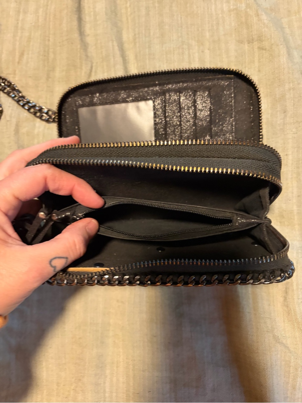 Repurposed Luis Vuitton Brown Monogram Crossbody Bag with Studs and Tassel - Picture 12 of 13